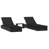 Vidaxl ligbedden 2 st met tafel poly rattan zwart