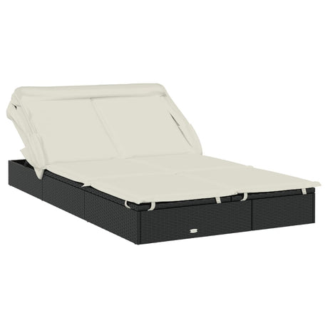 Vidaxl ligbed 2-persoons met dak 213x118x97 cm poly rattan zwart