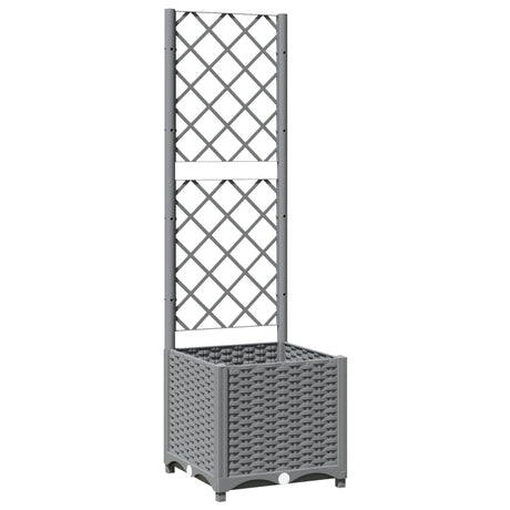 Vidaxx Planter med Trellis 40x40x136 cm polypropylen lysegrå