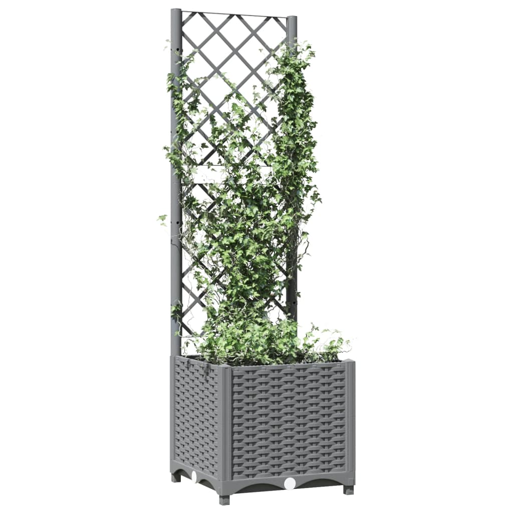Vidaxx Planter med Trellis 40x40x136 cm polypropylen lysegrå