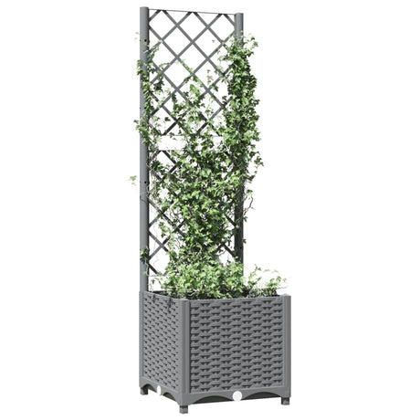 Vidaxx Planter med Trellis 40x40x136 cm polypropylen lysegrå