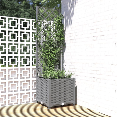 Vidaxx Planter med Trellis 40x40x136 cm polypropylen lysegrå