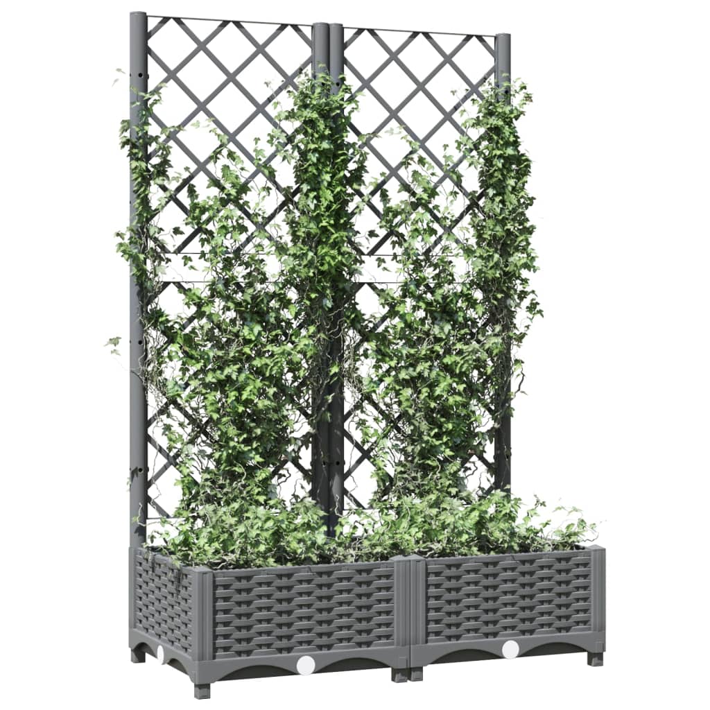 Vidaxx planter med Trellis 80x40x121,5 cm polypropylen lysegrå