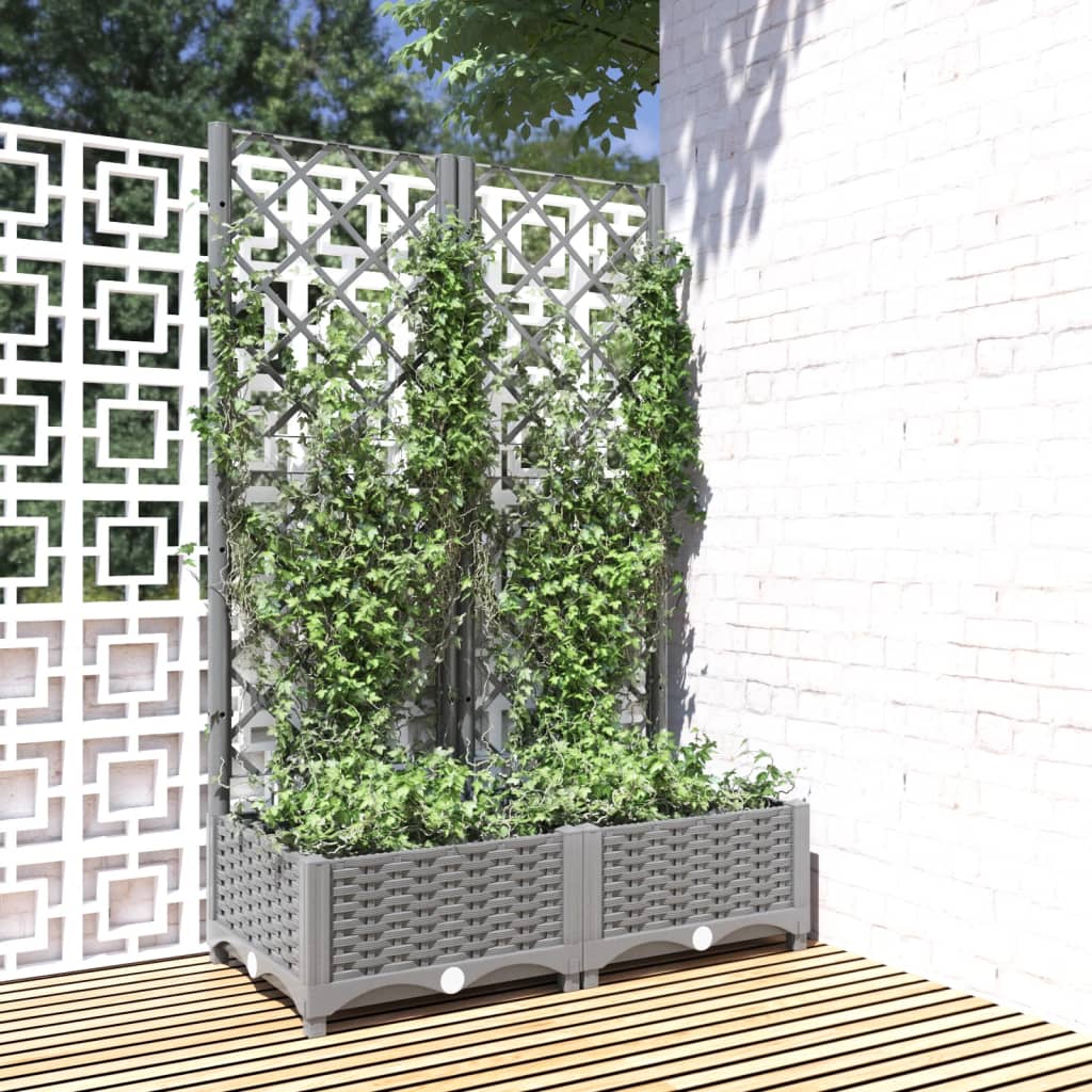 Vidaxx planter med Trellis 80x40x121,5 cm polypropylen lysegrå