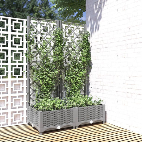 Vidaxx planter med Trellis 80x40x121,5 cm polypropylen lysegrå