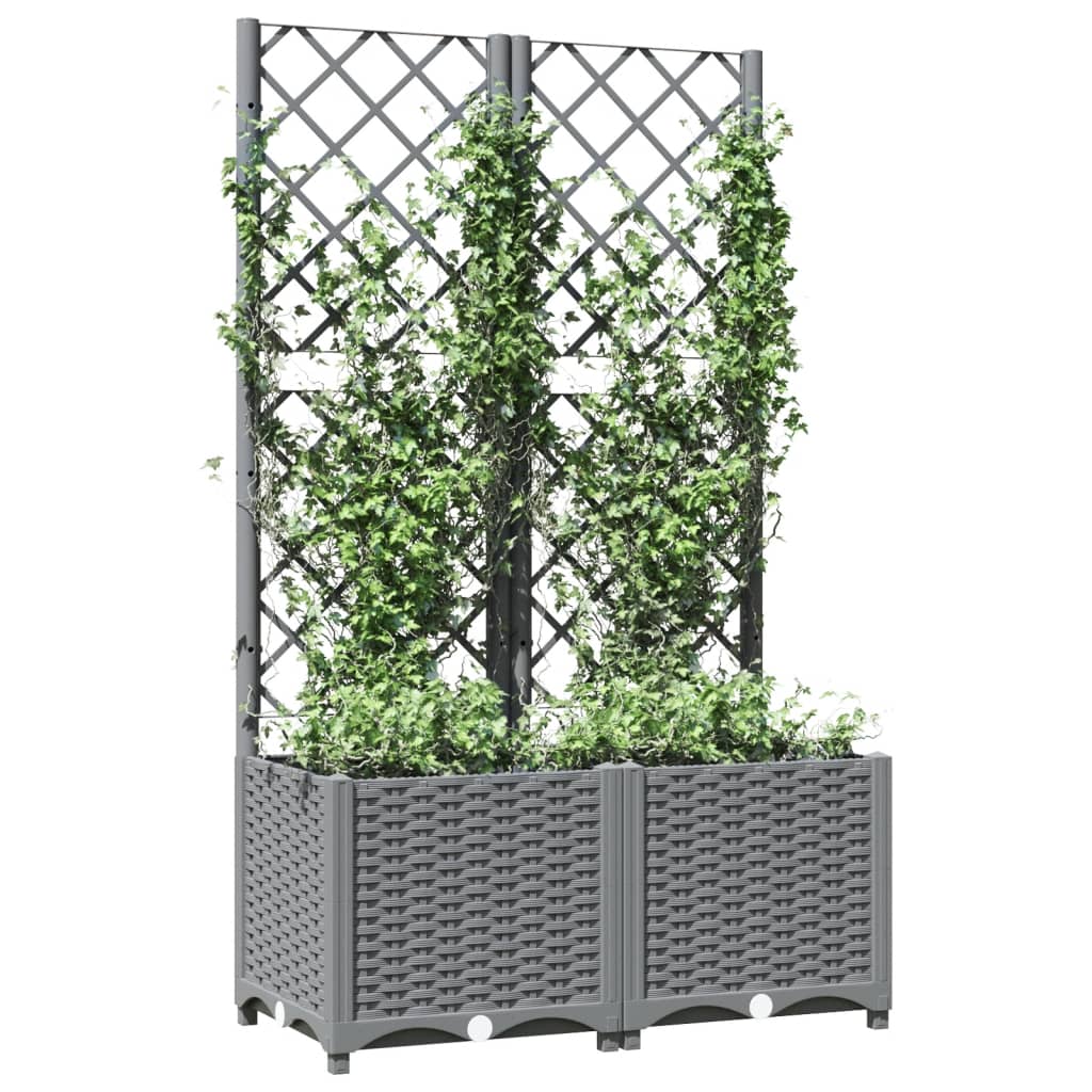 Vidaxx planter med Trellis 80x40x136 cm polypropylen lysegrå