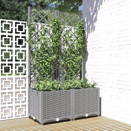 Vidaxx planter med Trellis 80x40x136 cm polypropylen lysegrå