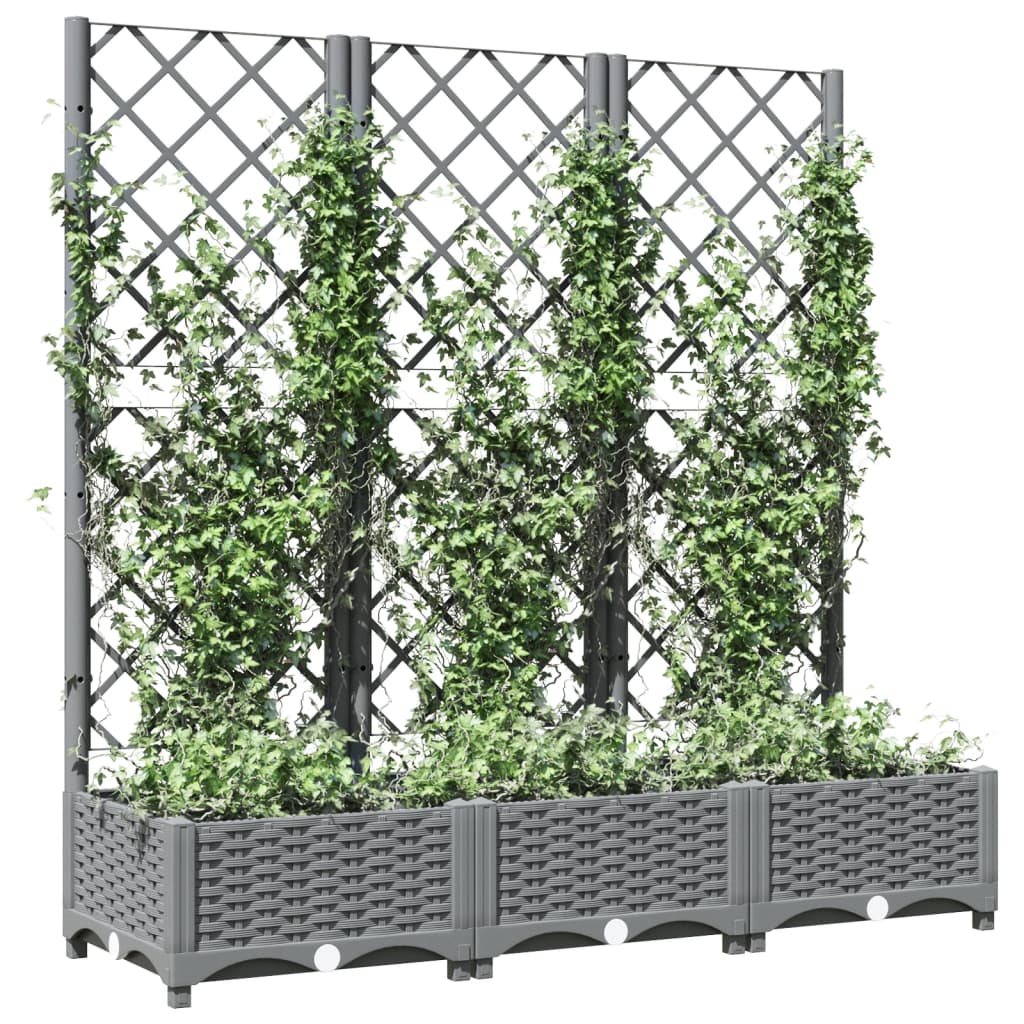 Vidaxx planter med Trellis 120x40x121,5 cm polypropylen lysegrå