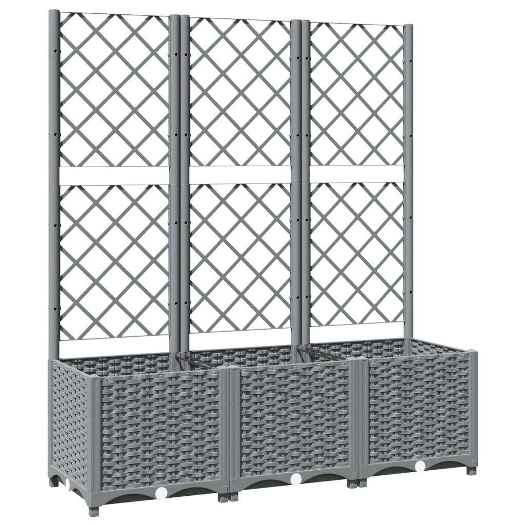 Vidaxx planter med Trellis 120x40x136 cm polypropylen lysegrå
