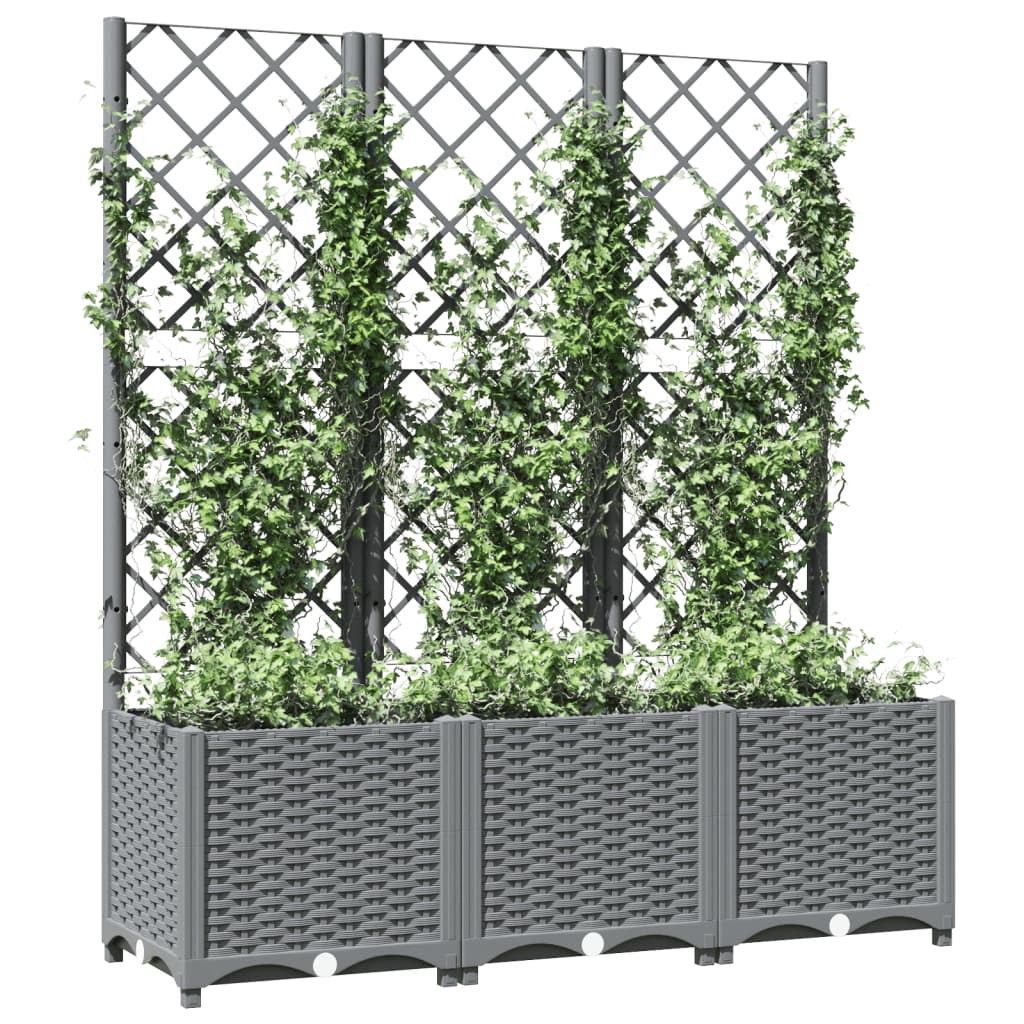 Vidaxx planter med Trellis 120x40x136 cm polypropylen lysegrå