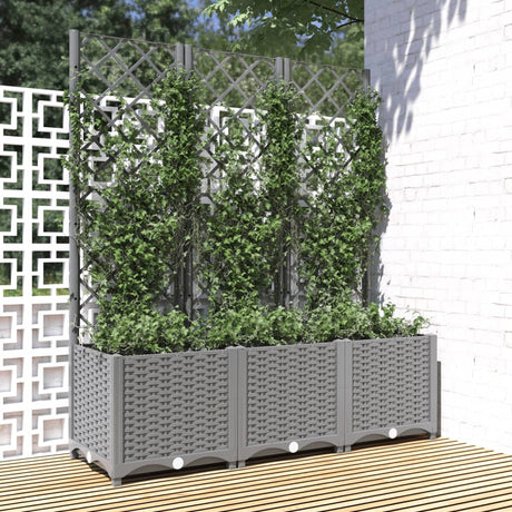 Vidaxx planter med Trellis 120x40x136 cm polypropylen lysegrå