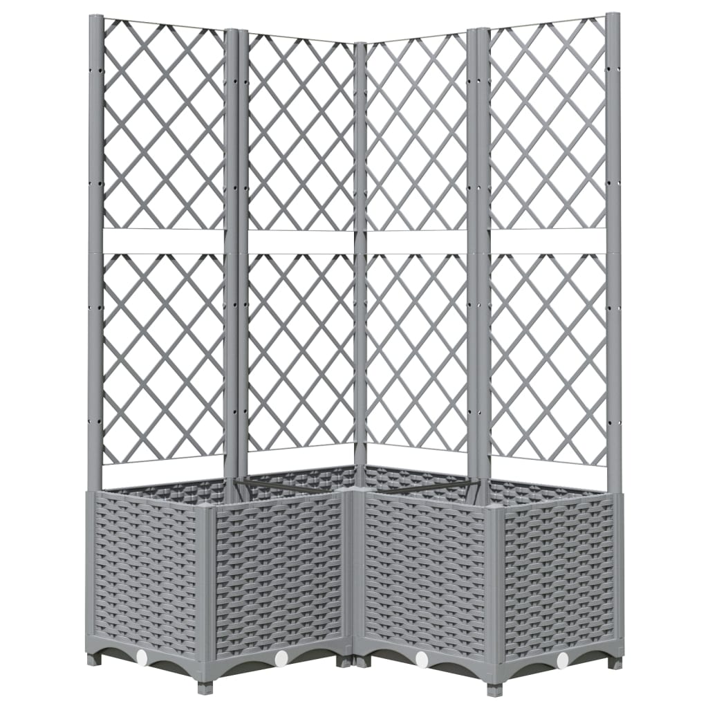 Vidaxx planter med Trellis 80x80x136 cm polypropylen lysegrå
