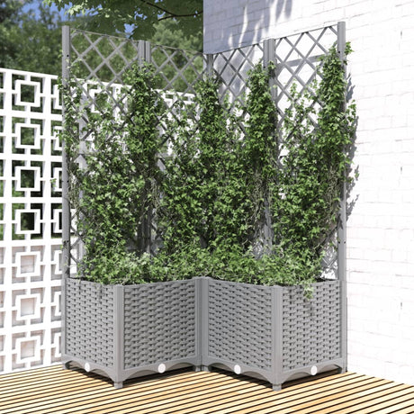 Vidaxx planter med Trellis 80x80x136 cm polypropylen lysegrå
