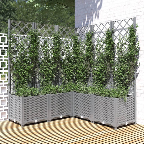 Vidaxx planter med Trellis 120x120x136 cm polypropylen lysegrå
