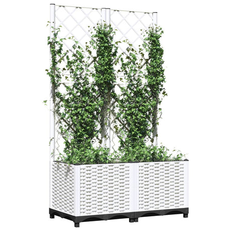 Vidaxx planter med Trellis 80x40x136 cm polypropylen hvid