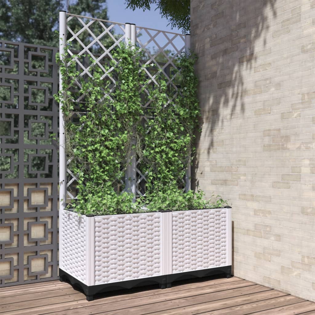 Vidaxx planter med Trellis 80x40x136 cm polypropylen hvid