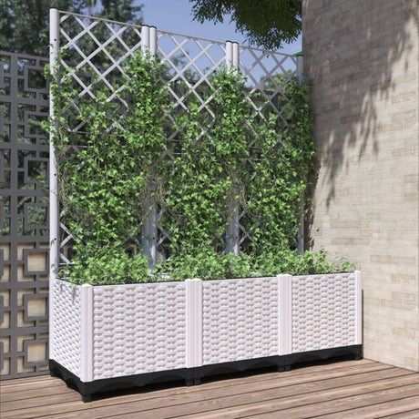 Vidaxx planter med Trellis 120x40x136 cm polypropylen hvid