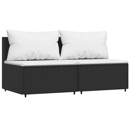 Vidaxl tuinmiddenbanken met kussens 2 st poly rattan zwart