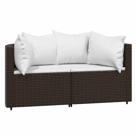 Vidaxl tuinhoekbanken met kussens 2 st poly rattan bruin
