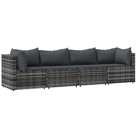 Vidaxl 4-delige loungeset met kussens poly rattan grijs