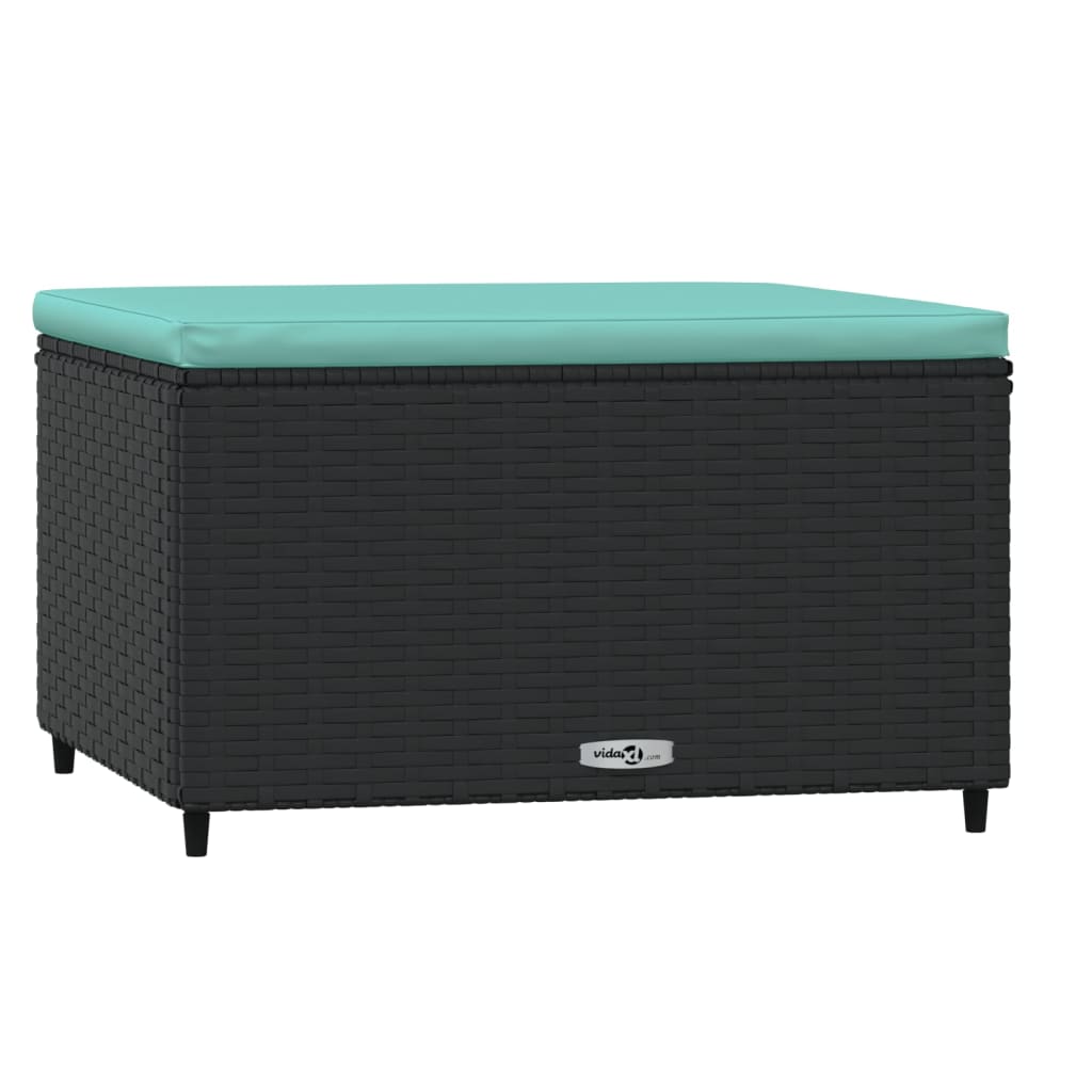 Vidaxl voetensteun met kussen poly rattan zwart