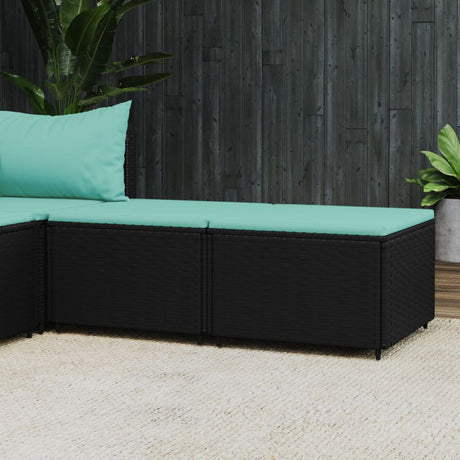 Vidaxl voetensteunen 2 st met kussens poly rattan zwart