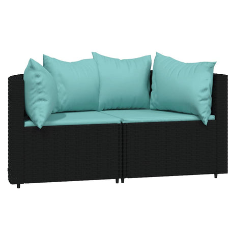 Vidaxl tuinhoekbanken met kussens 2 st poly rattan zwart