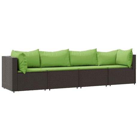 Vidaxl 4-delige loungeset met kussens poly rattan bruin