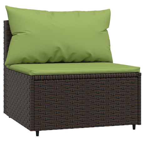Vidaxl tuinmiddenbank met kussens poly rattan bruin