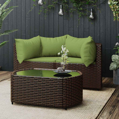 Vidaxl 3-delige loungeset met kussens poly rattan bruin