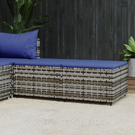 Vidaxl voetensteunen 2 st met kussens poly rattan grijs