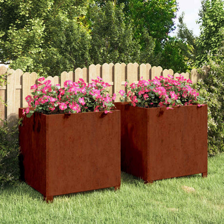 Vidaxx plantekasser med ben 2 stk rusten 50x50x50 cm corten stål