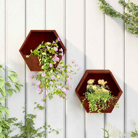 Vidaxx Planters Wall Montered 2 PCS 30x10x25 cm Corten Steel Rusty