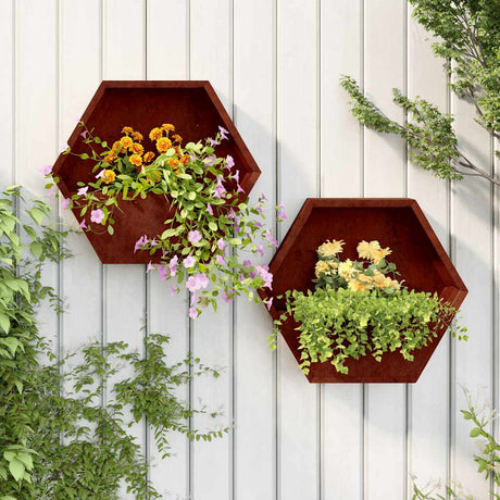 Vidaxx Planters vægmonteret 2 stk 46x10x40 cm Corten Steel Rusty