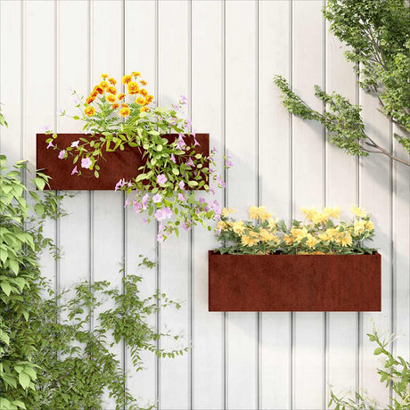 Vidaxx Planters Wall Montered 2 stk 53x10x17 cm Corten Steel Rusty