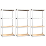 Vidaxl Storage Rack 4 lag 3 stål Stålbehandlet træ sølvfarvet