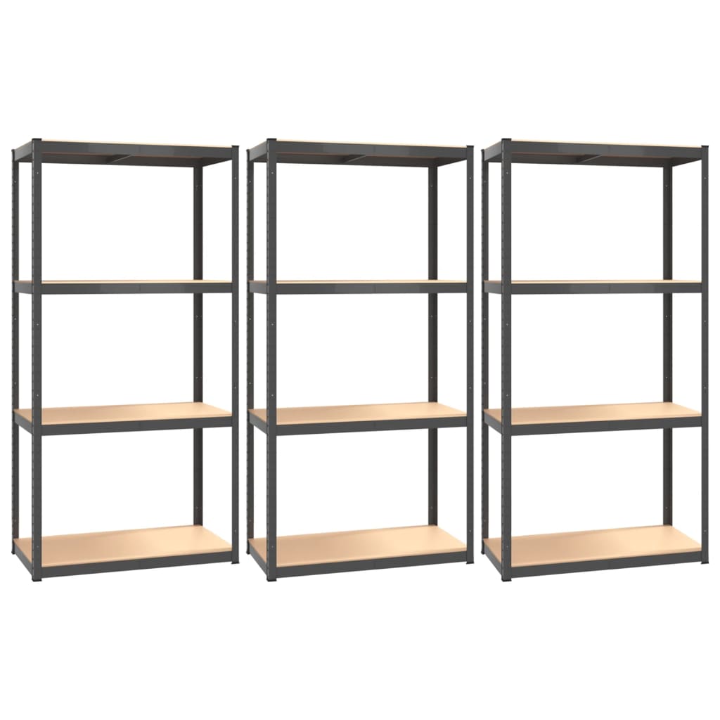 Vidaxl Storage Rack 4-lag 3 stål Stålbehandlet træantracit farvet
