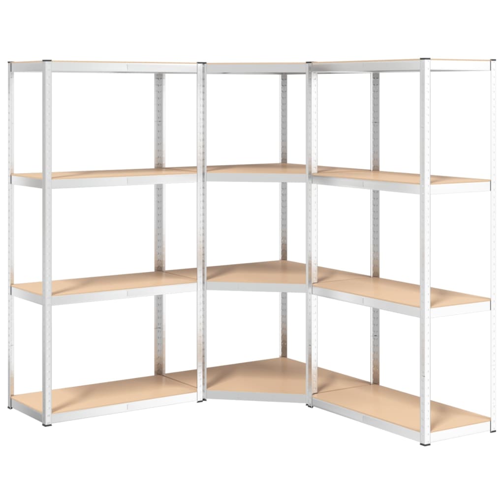 Vidaxl Storage Rack 4 lag 3 stål Stålbehandlet træ sølvfarvet