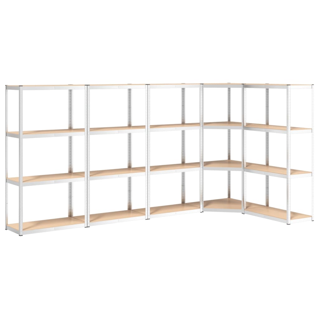 Vidaxl Storage Rack 4 lag 5 stål Stålbehandlet træ sølvfarvet
