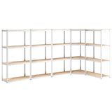Vidaxl Storage Rack 4 lag 5 stål Stålbehandlet træ sølvfarvet