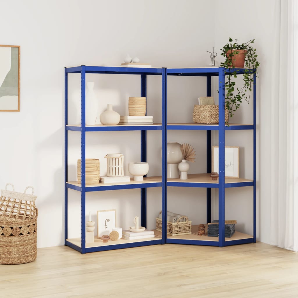 Vidaxl Storage Rack 4-lag 2 stål Stålbehandlet træblå