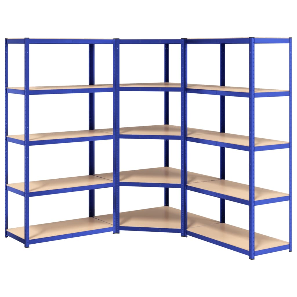 Vidaxl Storage Racks 3 stk 5-lags stål og konstrueret træblå