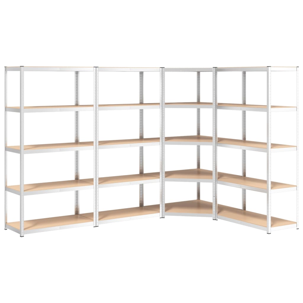 Vidaxl Storage Racks 5-lag 4 stål Stål og konstrueret træ sølvfarvet