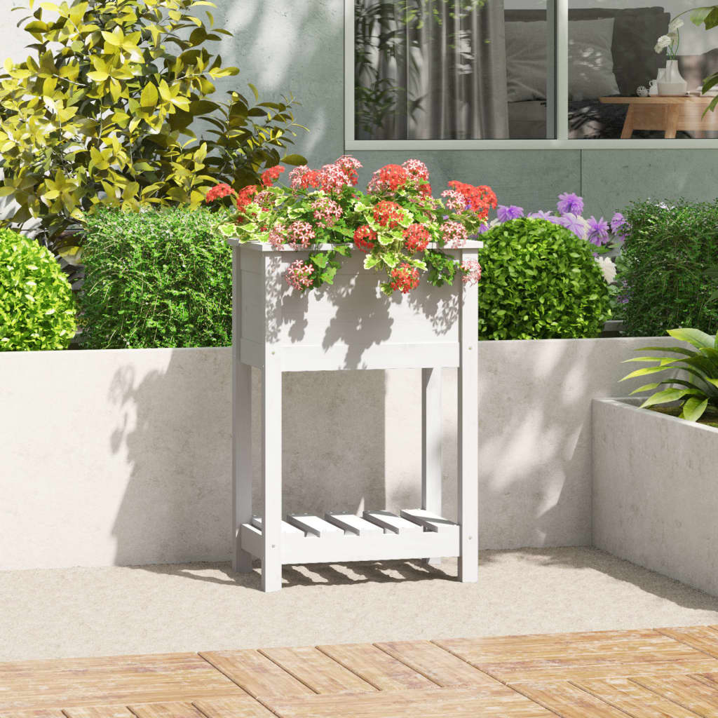 Vidaxx planter med hylde 54x34.5x81 cm fast fyrretræ hvid