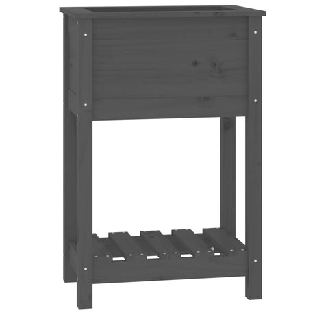 Vidaxx planter med hylde 54x34.5x81 cm fast fyrretræ grå