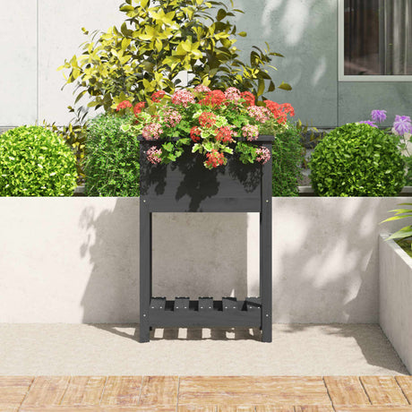Vidaxx planter med hylde 54x34.5x81 cm fast fyrretræ grå