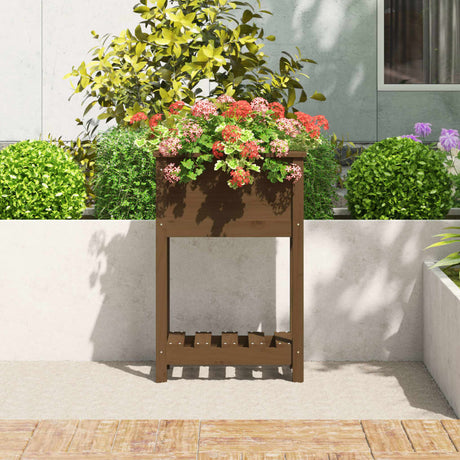 Vidaxx planter med hylde 54x34.5x81 cm fyrretræ til træ honning brun