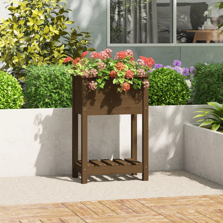 Vidaxx planter med hylde 54x34.5x81 cm fyrretræ til træ honning brun