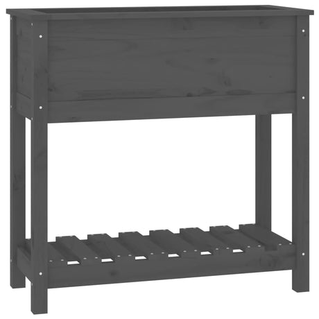 Vidaxx planter med hylde 82.5x34.5x81 cm fast fyrretræ grå