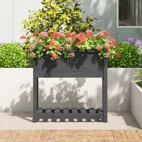 Vidaxx planter med hylde 82.5x34.5x81 cm fast fyrretræ grå